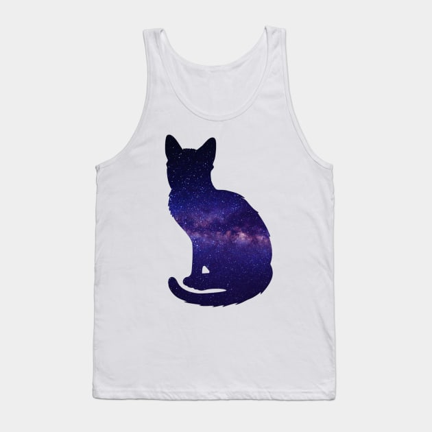 Galaxy Cat Silhouette Tank Top by Amanda1775